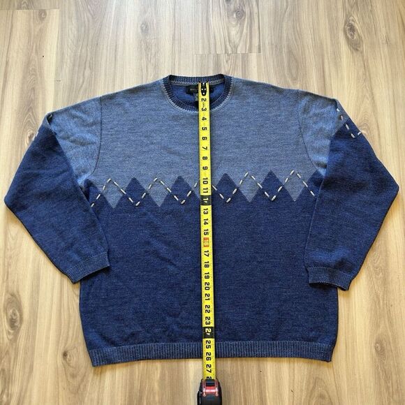 Bugatchi Uomo Blue Crewneck Sweater Size M 100% Pure New Merino Wool Grandpa EUC - Picture 9 of 9